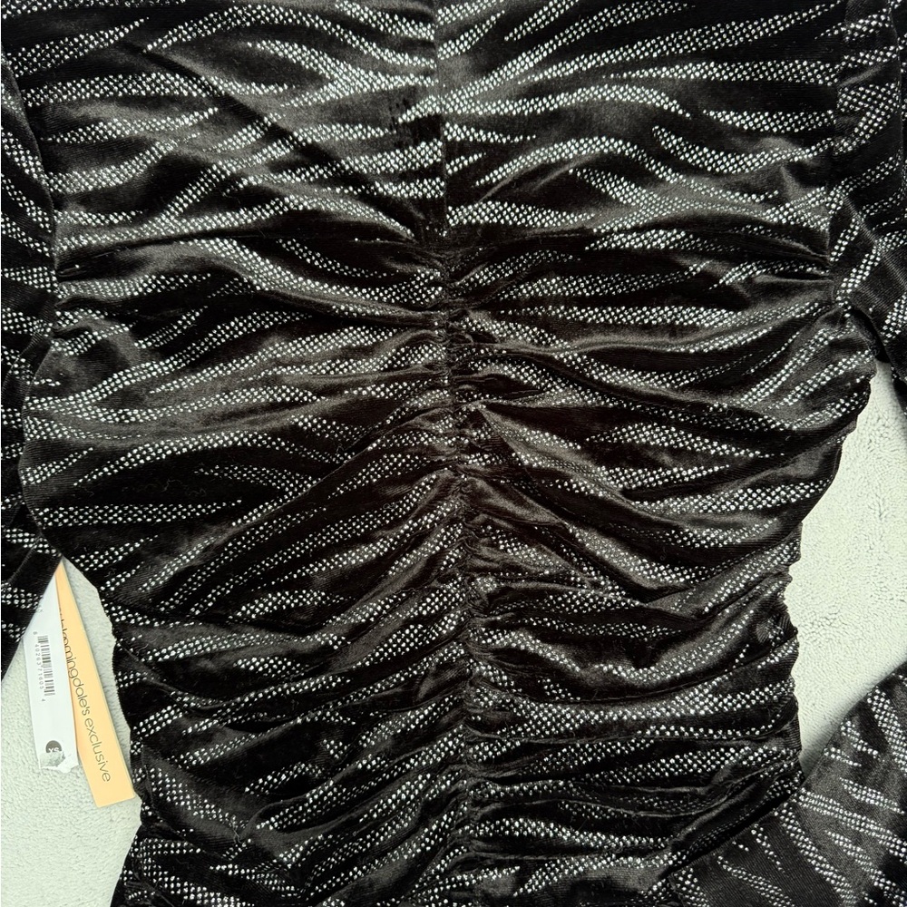 Black and Silver Ruched Top